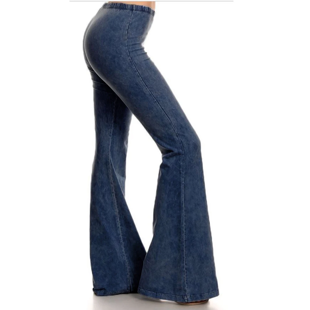 Расклешенные джинсы женские Винтажные эластичные талии джинсовые брюки эластичные брюки джинсы с высокой талией повседневные женские уличные тонкие джинсы femme