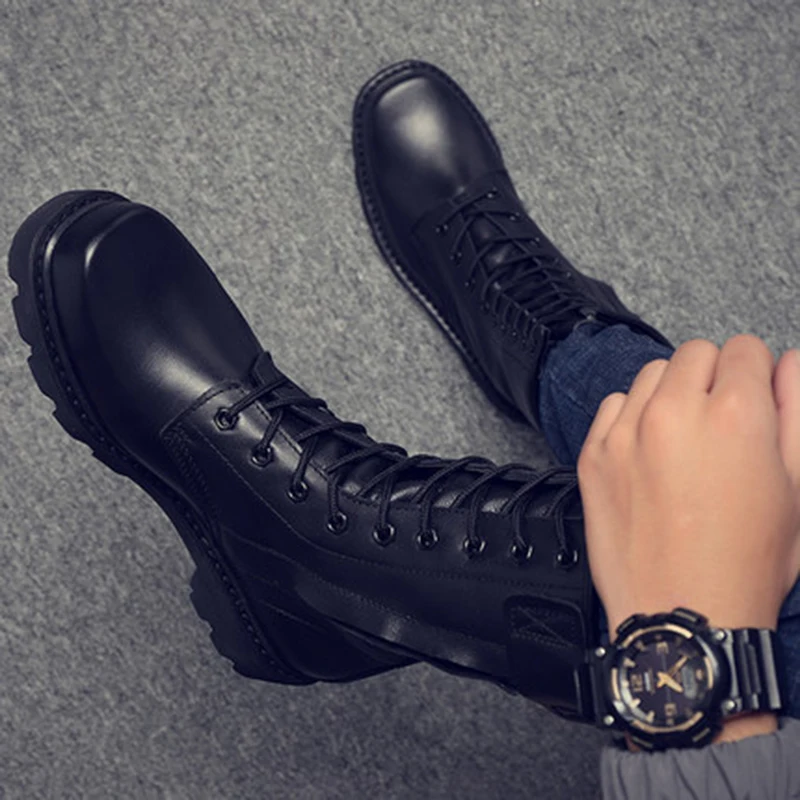 UPUPER/Военные мужские ботинки; зимняя обувь; мужские военные ботинки; водонепроницаемые кожаные армейский ботинки; Мужская Рабочая обувь;