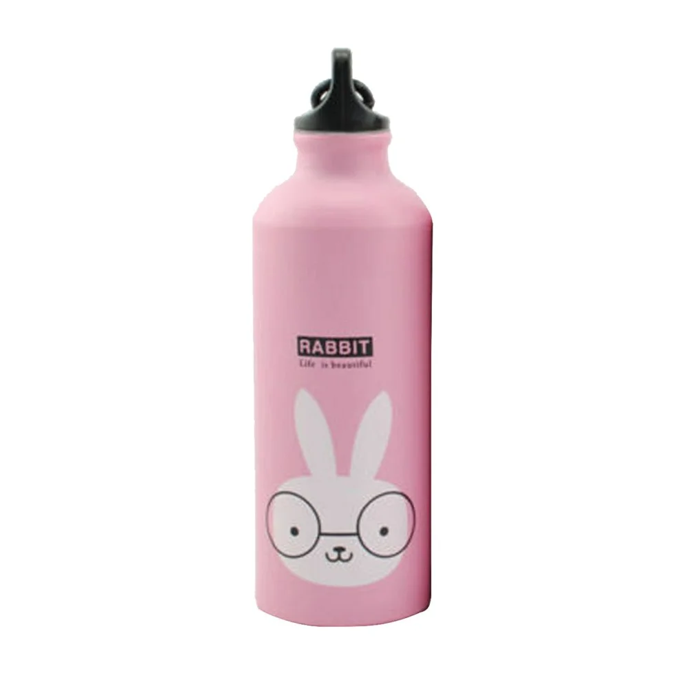 pink rabbit Мультяшный узор бутылка для воды из алюминиевого сплава с животным рисунком чайник для воды на свежем воздухе, путешествия, спорт бутылка для воды - Цвет: pink rabbit