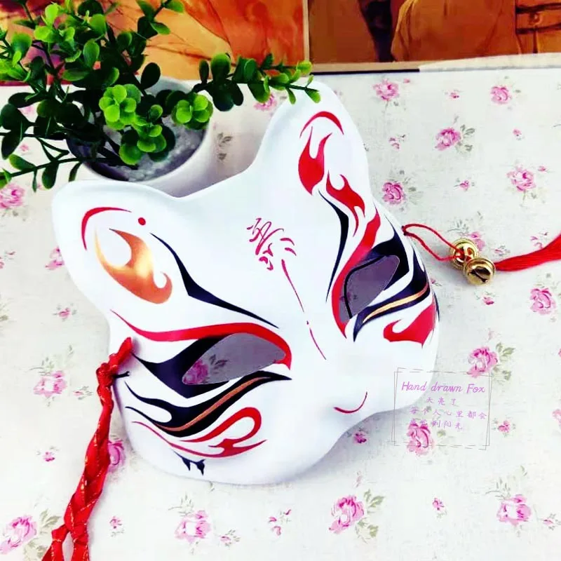 Маска лисы на половину лица японское аниме ручная роспись маска для косплея