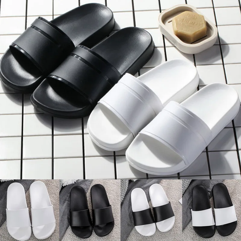 

2020 Summer Men Slippers Casual Black White Shoes New Hot Non-slip Slides Bathroom Sandals Soft Sole Women Slides Plus Size 47