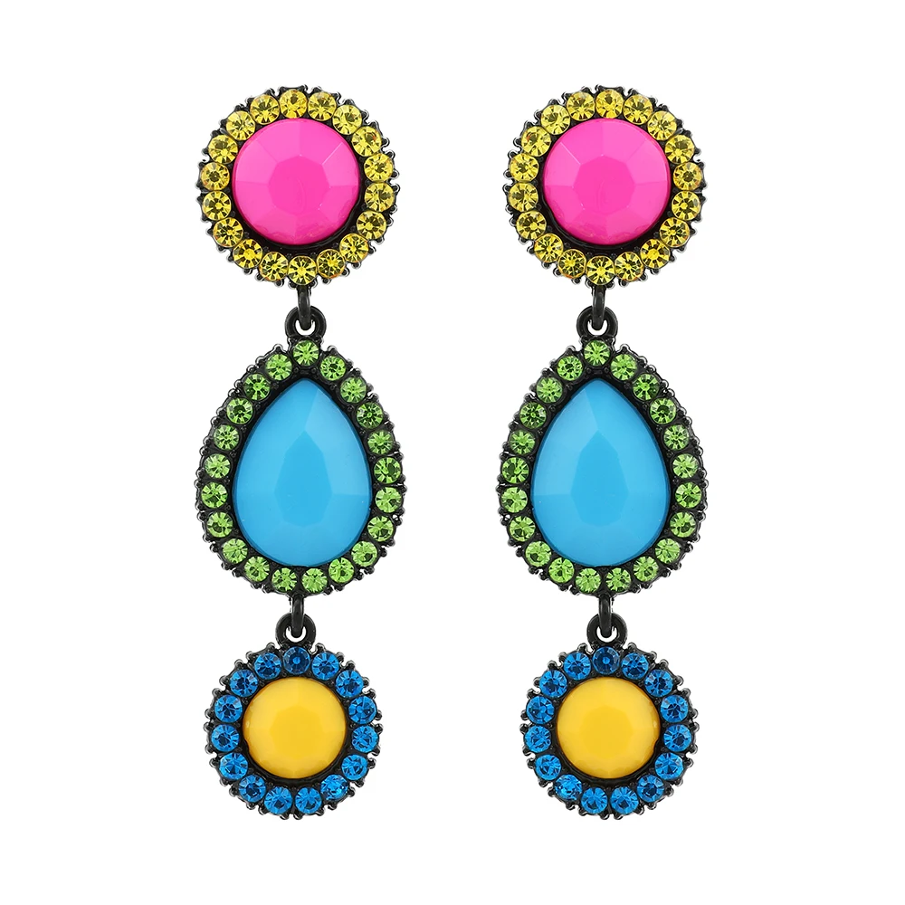 Ztech New Green Series Set Earrings Designer Jewelry Crystal Tassel Za Accessories Handmake Statement Bijoux Pendientes Brincos