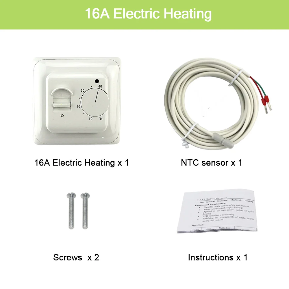 Термостат для напольного отопления, механический регулятор температуры, теплый термостат для пола, универсальный регулятор температуры - Цвет: 16A