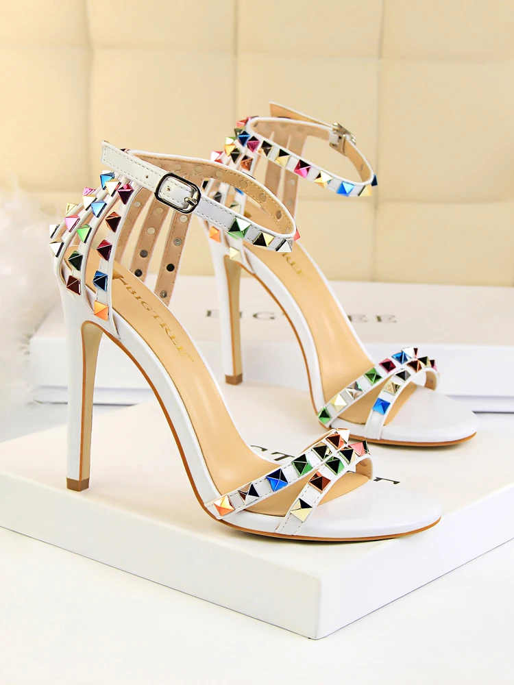 Colorful Gladiator Sandals  Rivet High Heels