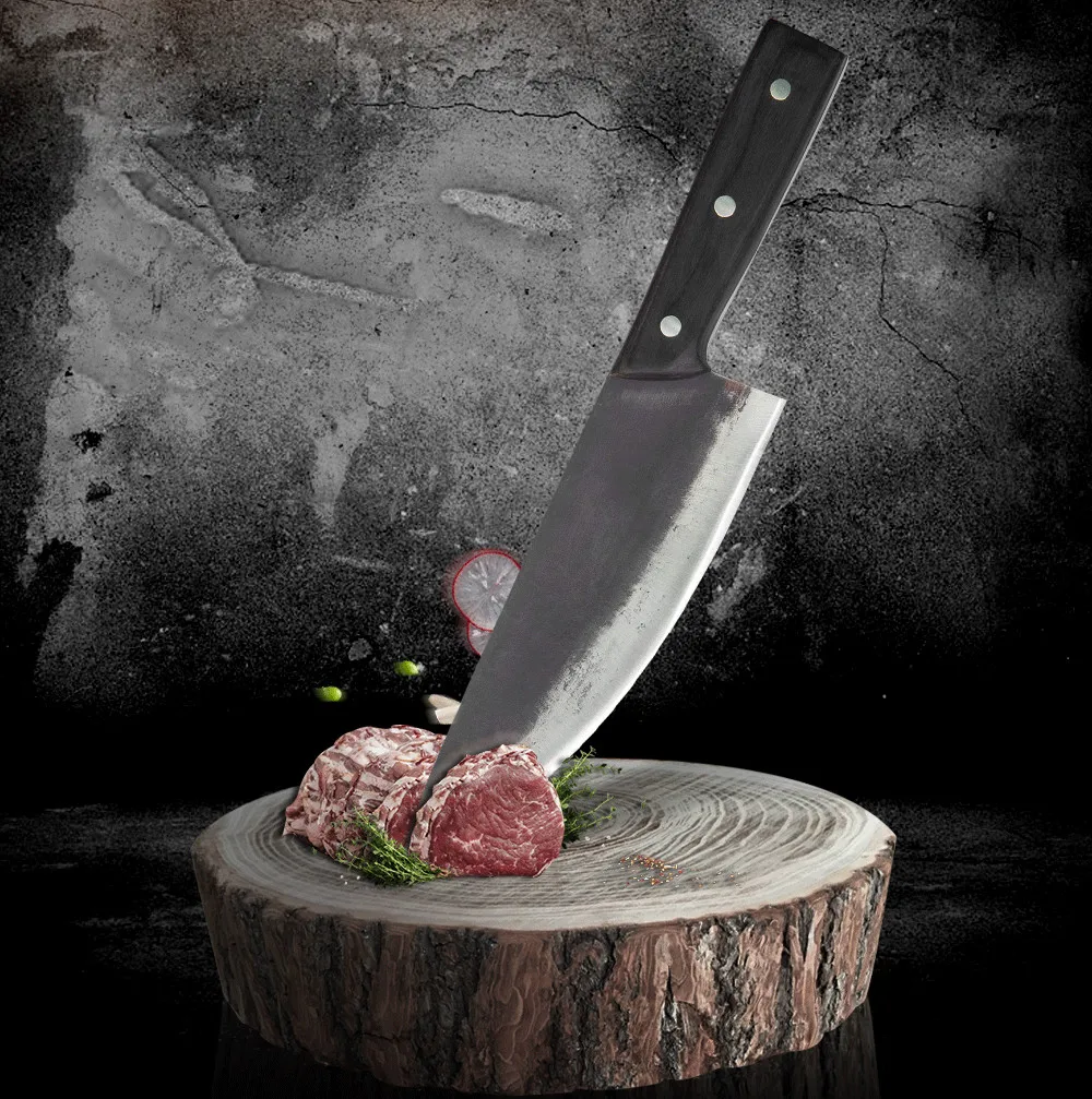 XYj 8 дюймов ручной работы кованый стальной нож для мясника инструмент кемпинга на