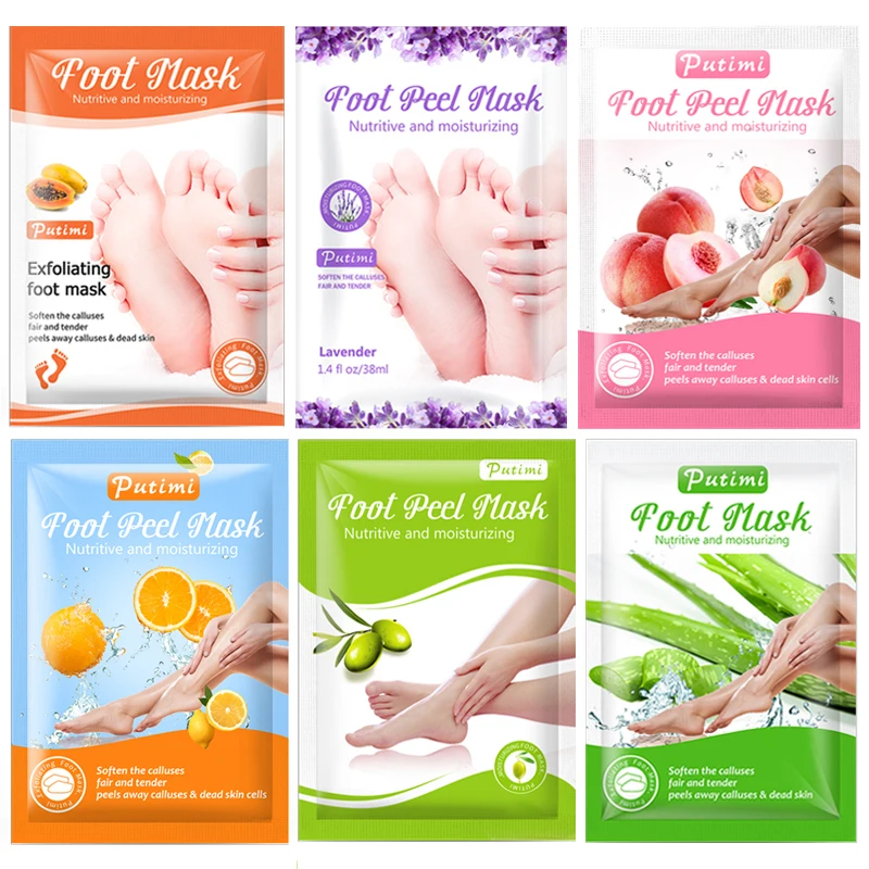 Máscara de esfoliação para os pés putimi, 6 pacotes de máscara para peeling dos pés, removedor de pele morta e suave, máscara hidratante para branqueamento dos pés - Productos do TikTok que valem a pena comprar