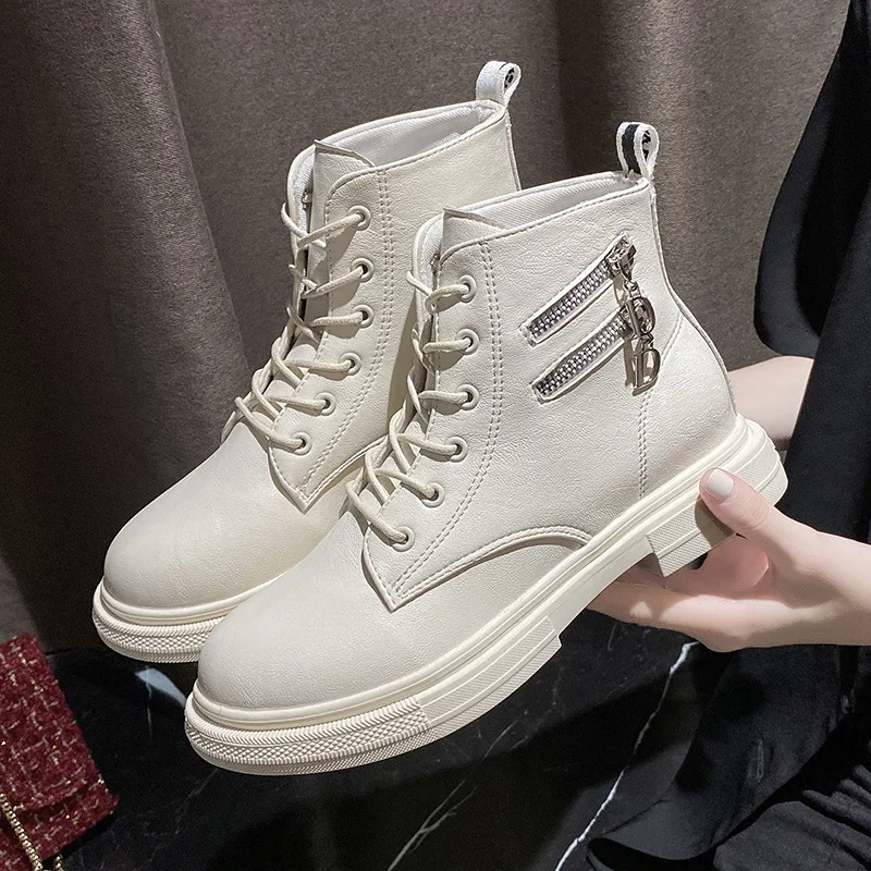 Boots Female Women Shoes Ankle Autumn British Wind Genuine Leather Thick with Short Boots Motorcycle Martin Shoes Boots Female Women Shoes Ankle Autumn British Wind Genuine Leather Thick with Short Boots Motorcycle Martin Shoes