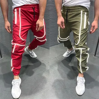 

Autumn Soft Shell Jogger Pants Men's Sweatpants Waterproof Trousers Fleece Lined Bottoms Reflective Night Light Winter Men Pant
