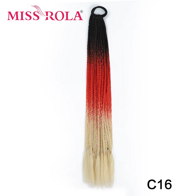 Synthetic Chignon Hair 60cm Hair Color Gradient Dirty Braided Ponytail Women Elastic Hair Rubber Band Hair Accessories Headband C16
