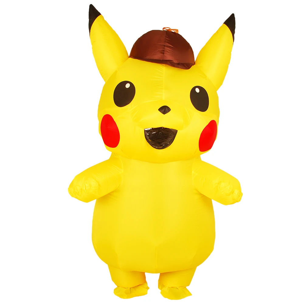 

Inflatable Costumes Hat Yellow Pika Mascot Halloween Costume Lovely Full Body Inflated Garment Party Role Play Disfraz Adult