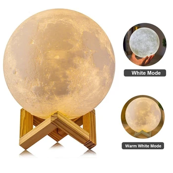 

Moon lamp 3D print night light Rechargeable 2 Color Tap Control lamp lights 16 Colors Change Remote LED moon light gift