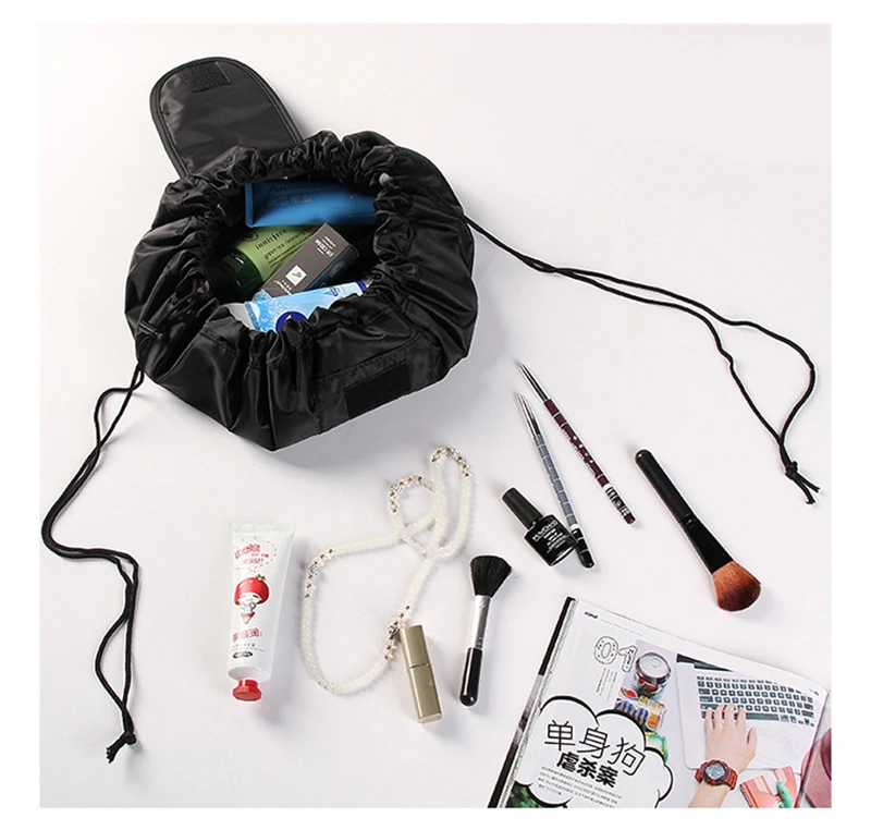 Women Drawstring Cosmetic Bag Travel Storage Makeup Bag Organizer Female Make Up Pouch Portable Waterproof Toiletry Beauty Case
