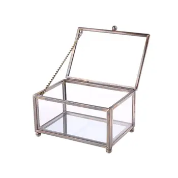 

Nordic Transparent Glass Wedding Ring Box Eternal Flower Storage Holder Decor