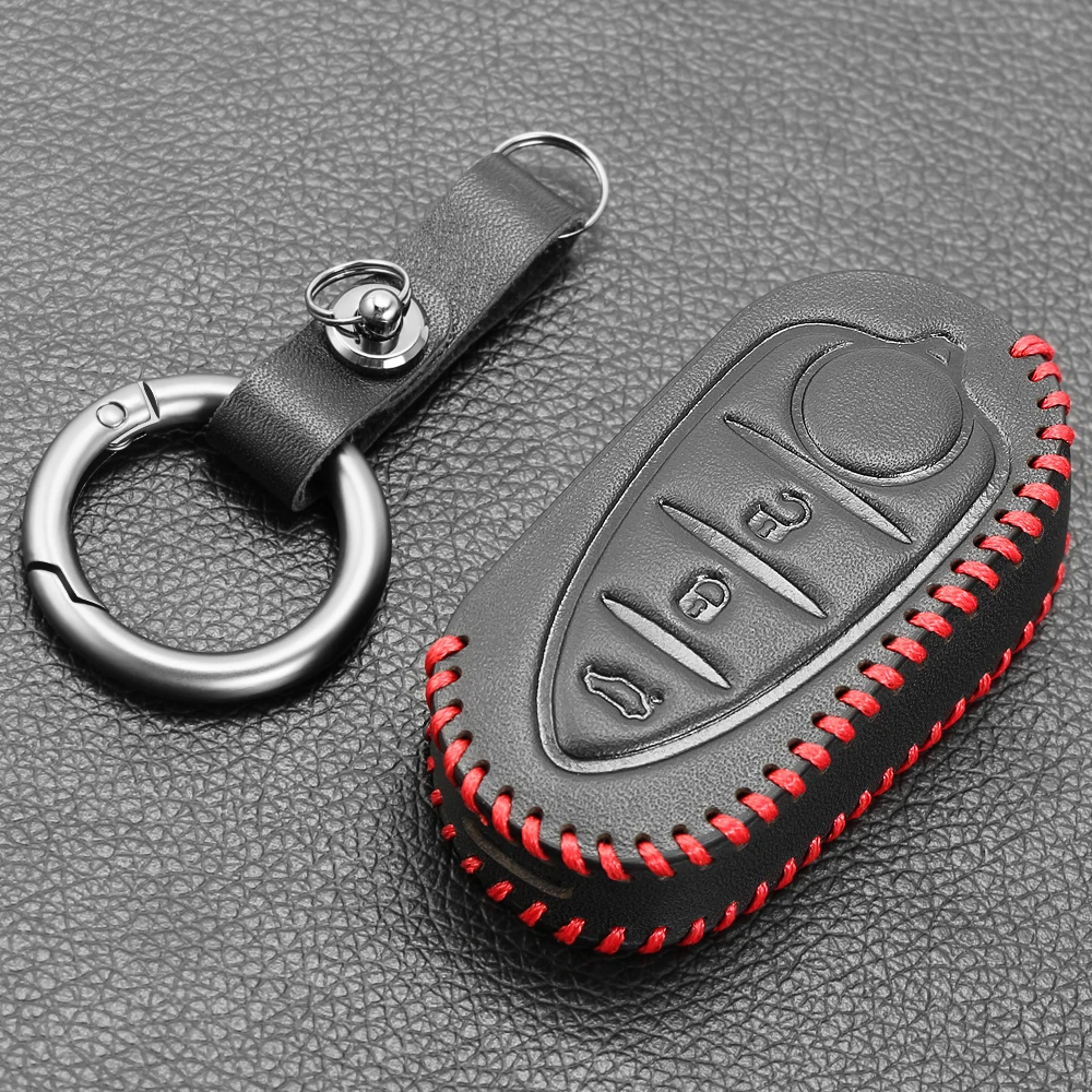3 Buttons Genuine Leather Car Key Cover Case For Alfa Romeo Mito Giulietta 159 GTA Flip Remote Auto Key Key Case