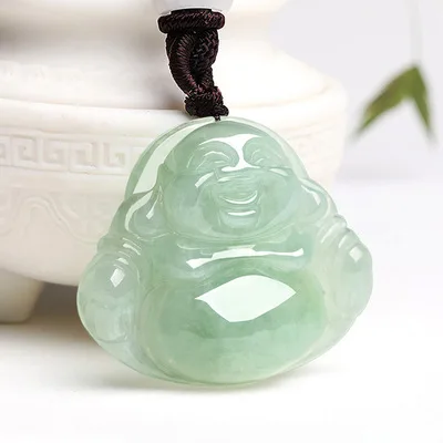 

Zheru jewelry natural Burmese jade A grade carved Buddha pendant necklace jewelry best gift