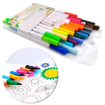

24 Colors Dual-Tip Washable Painting Drawing Marker Pens Set for Kids Children Students Birthday Festival Christmas Xmas Gifts