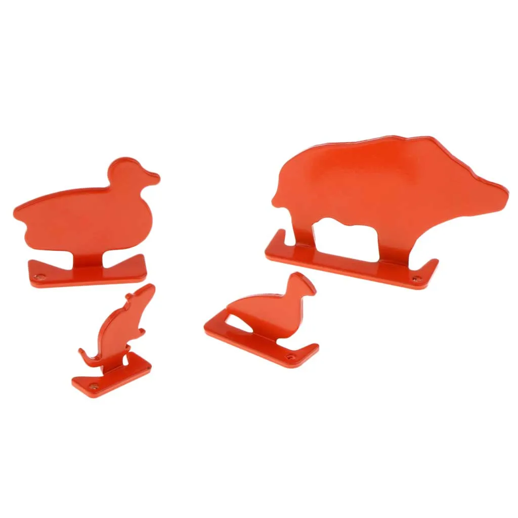 4pcs Heavy Duty Carbon Steel Shooting Accessories Animal Targets Plinking Target Orange Plate