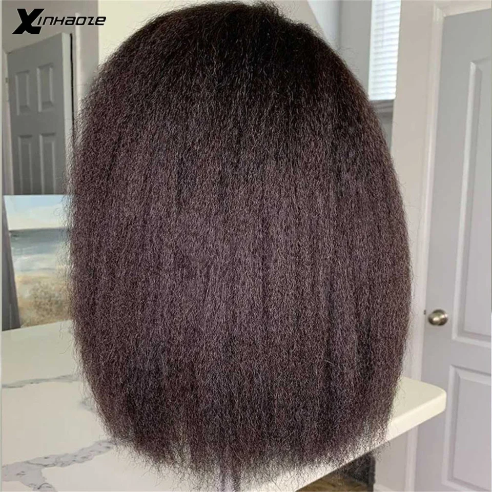 Kinky Straight Wig 13x4 Lace Front Human Hair Wigs For Women Yaki Human Hair Wig Glueless Kinky Straight Hair Frontal Wig