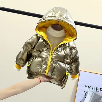 

winter Boys jacket coats kids down cotton coat Waterproof snowsuit pink Gold silver jacket Hooded parka girls down coats