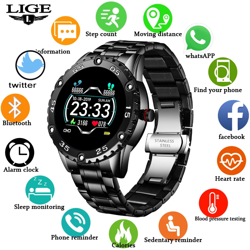 LIGE Men Smart Watch Heart Rate Monitoring