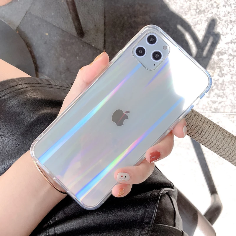 Чехол для телефона LOVECOM Rainbow Laser мягкий прозрачный акриловый чехол iPhone 11 Pro Max XR XS 7 8