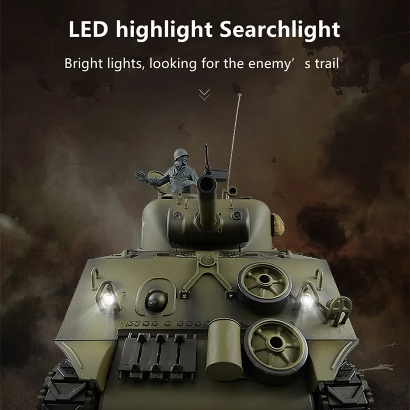 Simulation Smoke Sherman M4A1 Heavy Remote Control Tank 20Mins Launching Bullets 360° Driving Turret Rotation RC Military Tank 6