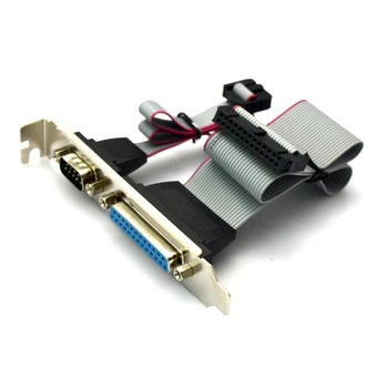 

For PCI Slot Header Serial DB9 Pin COM With Parallel DB25 Pin LPT Cable With Bracket For Parallel LPT Printer COM Serial Port