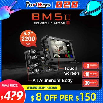 

Portkeys BM5 II Monitor 2200nit 3G SDI/HDMI Monitor 4K Super Bright Camera Control Touch Screen Display FHD On-Camera Monitor