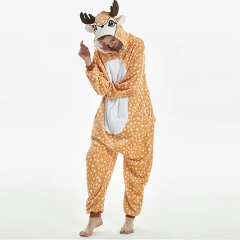 

kigurumi kigurumi deer hooded and men's women's comprehensive adult flannel warm animal pajamas kugurumi