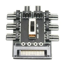 Hub de ventilador de refrigeración para PC, divisor de 1 a 8 3 pines, 12V, toma de corriente, adaptador PCB, controlador de velocidad de 2 niveles para ordenador y portátil