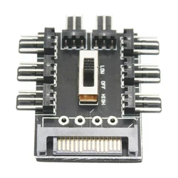 Refroidisseur ventilateur Hub PC SATA 1 à 8 3 broches 12V séparateur prise de courant adaptateur PCB, contrôleur de vitesse à 2 niveaux pour ordinateur portable 