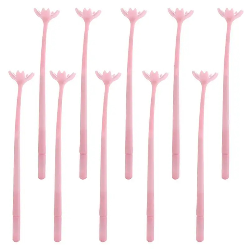 

10pcs Cartoon Gel Pen Lovely Flower Shaped Gel Ink Pen Roller Pen (Random Style)