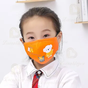 

Fashion Cartoon Print Kid's Cotton Masks PM 2.5 Anti-Fog Face-Masks Girls Dust-Proof Breathable Mask for Children