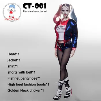 

1/6 Scale Female Joker clown Head Sculpt Suicide Squad Harley Quinn Head Clothes Shoes Set For 12"Action Figure Models Accessory