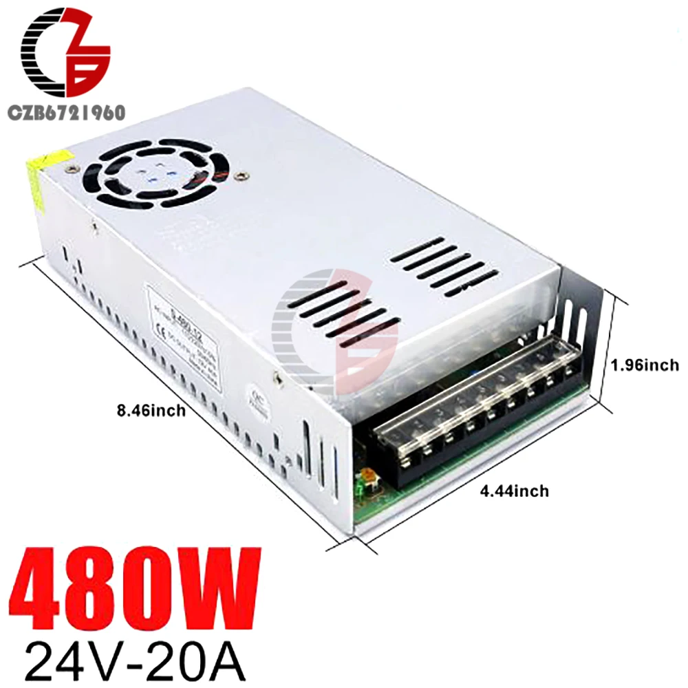 

24V Switching Power Supply 20A 480W AC to DC LED Strip Power Source Adapter Transformer LED Power Supply Voltage Regulator