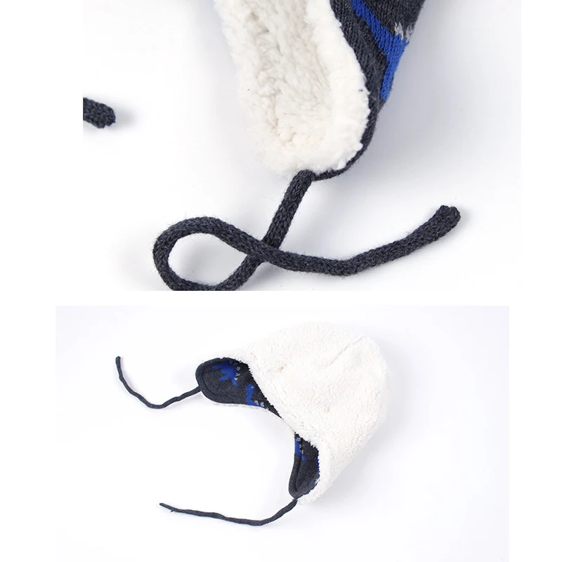 Bomber Hat Boy Winter Knit Beanie Kid Autumn Earflap Dinosaur Cute Warm Skiing Cotton Fleece Outdoor Accessory Toddler Baby (4)