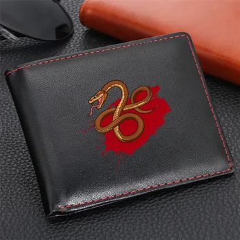 

Mens Wallet Leather PU Printing Snake Design Short Wallets Men Vintage Male Purse Cards Wallet bolso masculino