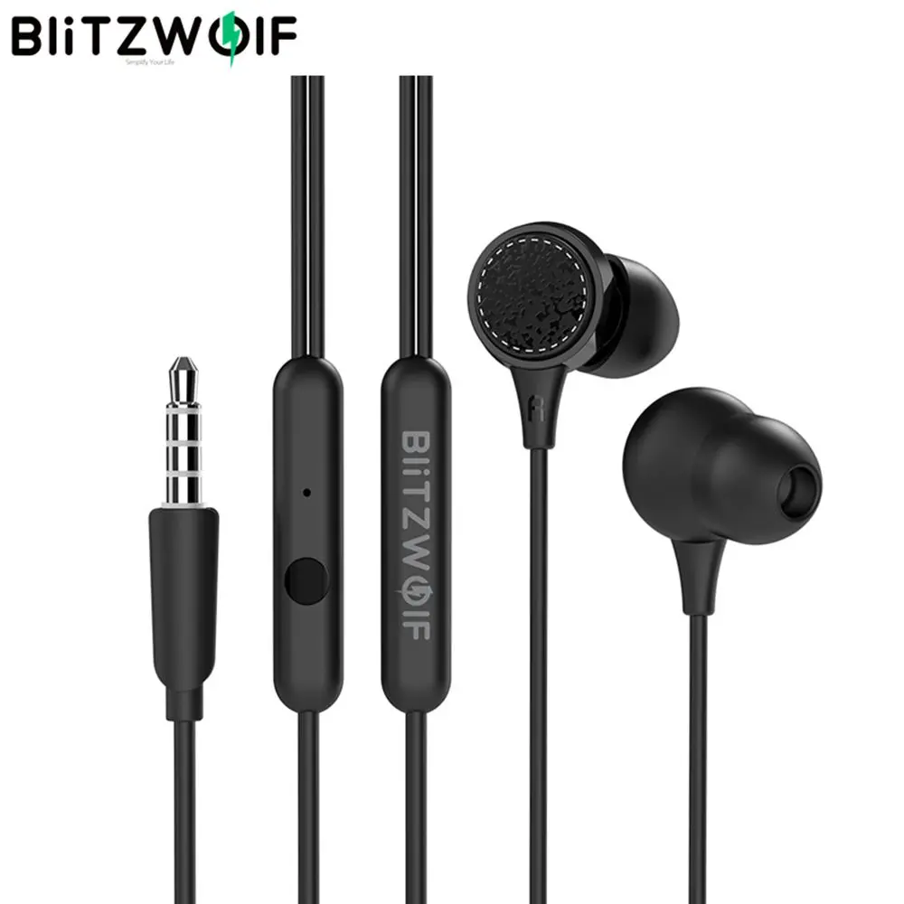 Blitzwolf BW ES3 3.5mm in ear com fio fone de ouvido elegante grafeno dinâmico driver estéreo fones de ouvido ipx5 à prova dheadset água fone de ouvido com microfone|Fones de ouvido| - AliExpress