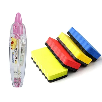 

4 Pcs netic Board Cleaner Eraser & 1 Pcs Kawaii Animals Press Type Decorative Correction Tape Diary(Yellow Dog)