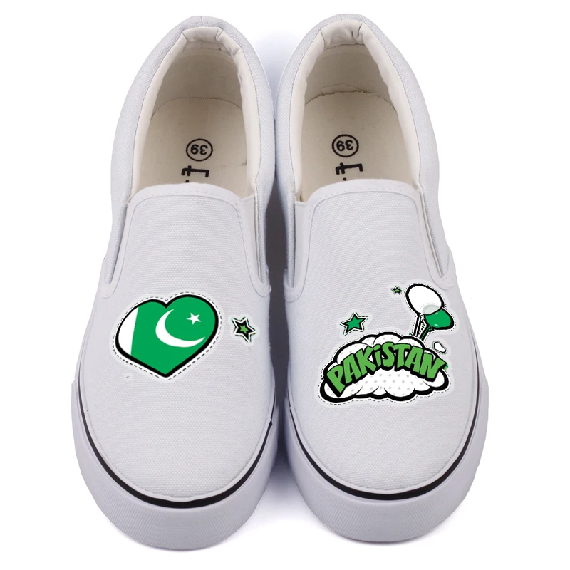

E-LOV Harajuku Design Couples Lovers Canvas Tenis Shoes Custom Pop Art Printed Pakistan Flag Flats Casual Loafers Men Slip On