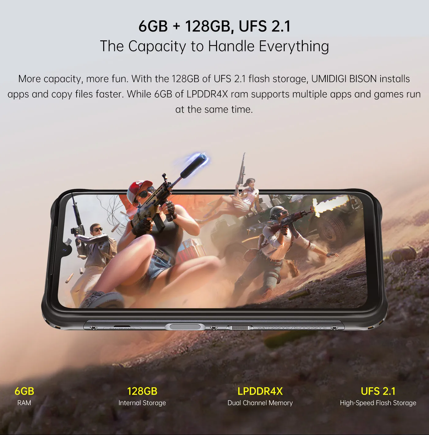 UMIDIGI BISON IP68/IP69K Waterproof Smartphone Rugged Phone 6/8GB+128GB NFC 48MP Matrix Quad Camera 6.3" FHD+ DisplayAndroid 10 cheapest cell phone for gaming