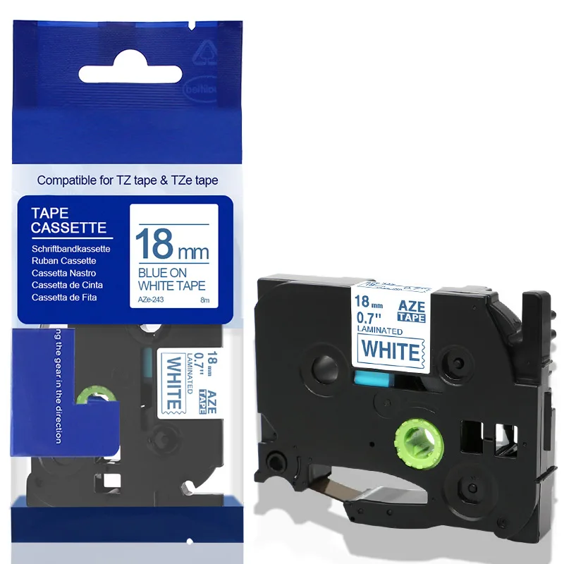 Fimax совместимый с Brother P-touch принтер этикеток TZe-241 TZ-241 18 мм* 8 m черным по белому Tze241 для Brother P-touch принтеры этикеток - Цвет: Blue on White