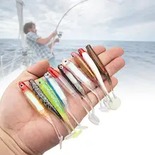 

30% Discounts Hot! 10Pcs 10cm Fishing Soft Baits Flash T-Type Tail PVC Bionic Soft Lure Bait for Saltwater Freshwater