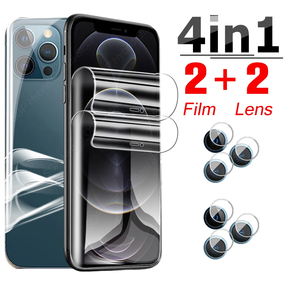 4-в-1 Защитная гидрогелевая пленка для Iphone 13 Mini 12 11 Pro Max экрана 13pro Promax Защита задней