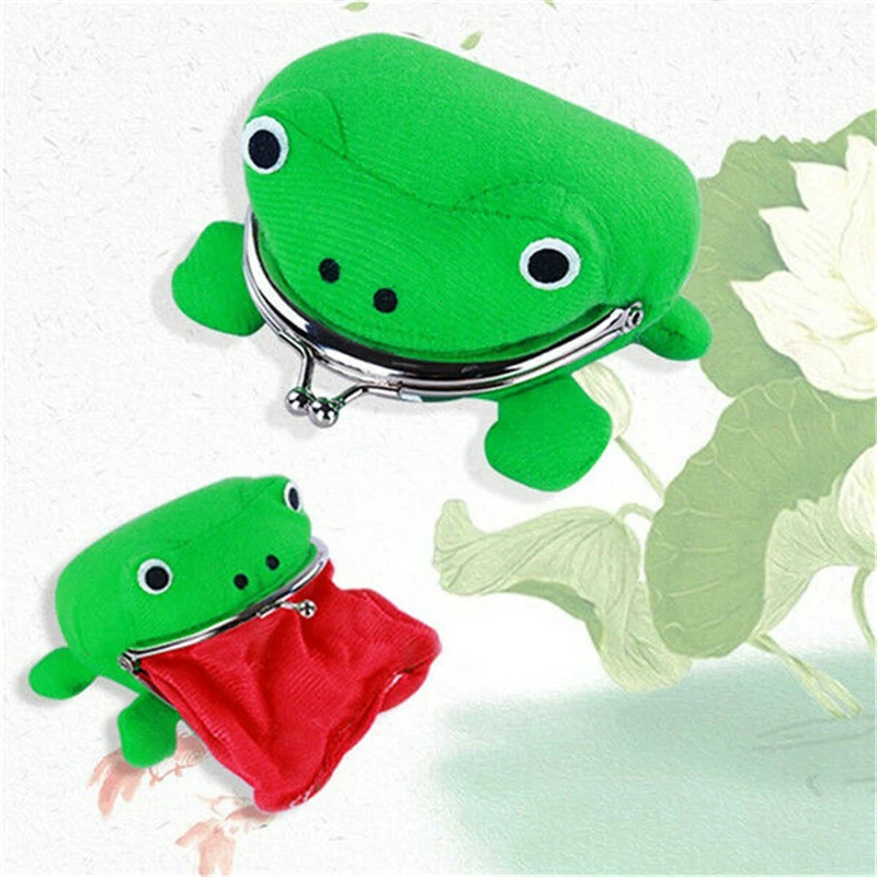 1 PC Frog Coin Purses Women's Wallet Pouch Manga Shape Fluff Clutch Wallet Purse Coin Holder Kids Girls Gift