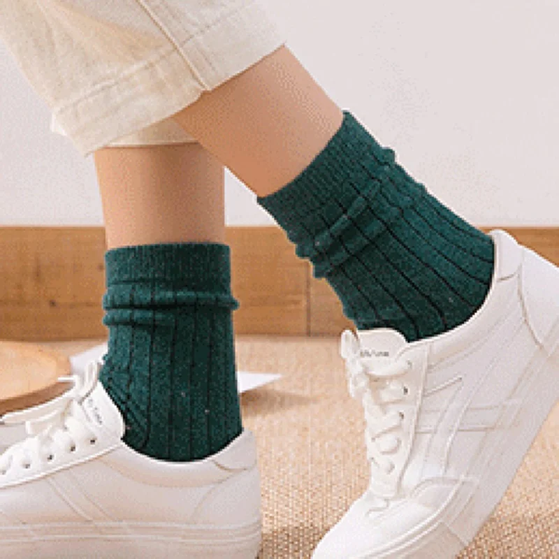 Зимние новые шерстяные плотные теплые носки, джинсовые носки, японские однотонные хлопковые носки без пятки, женские носки 5 пар/упак