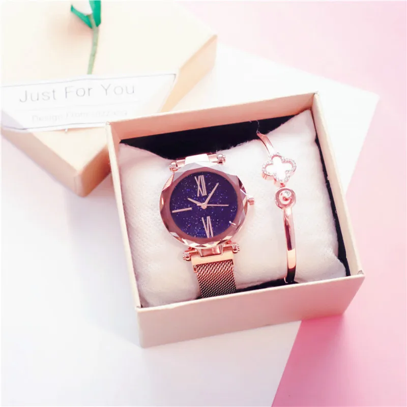 

2020 Best Ladies Wrist Watches Reloj Mujer Luxury Rose Gold Mesh Band Magnet Buckle Starry Sky Women Bracelet Watch Montre Femme
