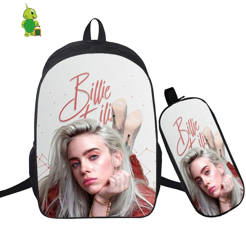 В стиле «хип-хоп» Billie Eilish 2 шт./компл. рюкзак школьные сумки для подростков мальчиков и девочек студенты рюкзак для ноутбука Карандаш Чехол дорожные сумки - Цвет: 19