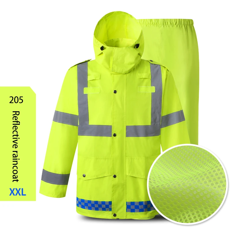 205 XXL Quick dry Зимняя одежда с длинными рукавами, плащ-дождевик Светоотражающие Предупреждение от холода водонепроницаемый светоотражающий безопасный жакет дождь брюки - Цвет: 205 XXL Quick dry