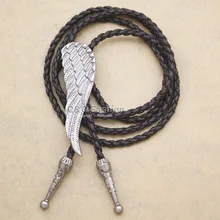 В Западном Стиле Ретро Серебряный Крыло ангела-хранителя кожи Родео Bola галстуком-бабочкой ожерелье с галстуком для Для мужчин Gravatas Corbata Borboleta hisdern Галстуки